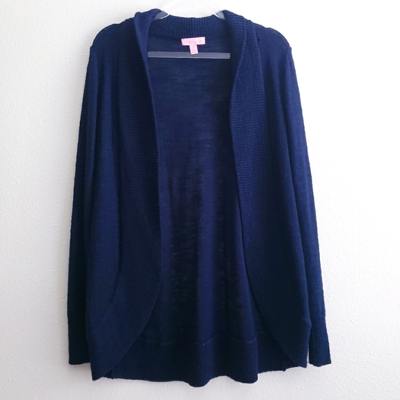 Lilly Pulitzer Amalie Navy Long Sleeve Cardigan - Picture 2 of 7